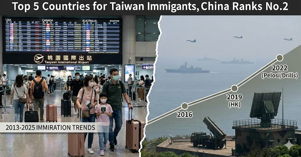 Top 5 Countries for Taiwan Immigrants, China Ranks No.2