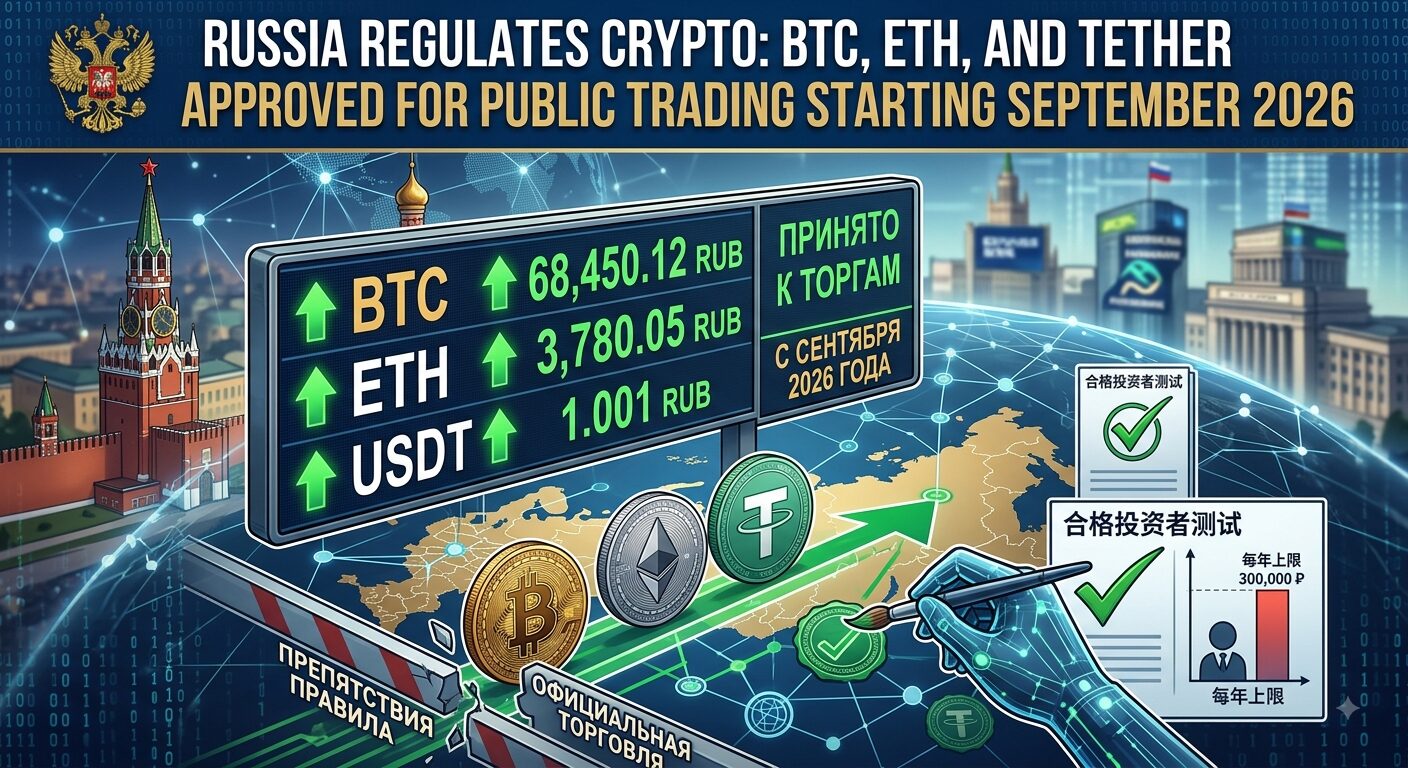 Russia Regulates Crypto: BTC, ETH, and Tether Approved for Public Trading Starting September 2026