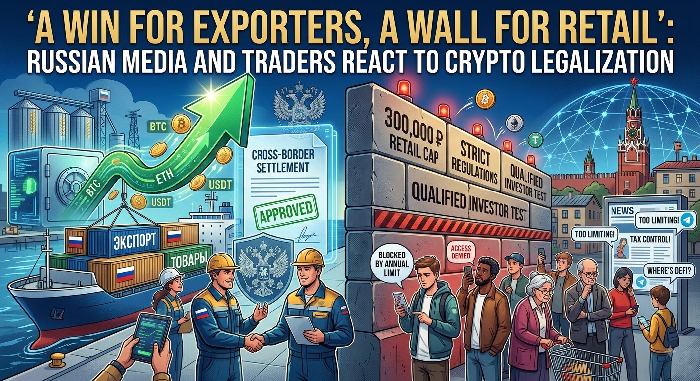 “A Win for Exporters, A Wall for Retail”: Russian Media and Traders React to Crypto Legalization